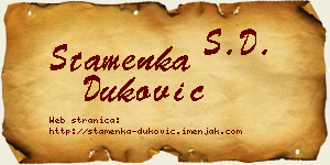 Stamenka Duković vizit kartica